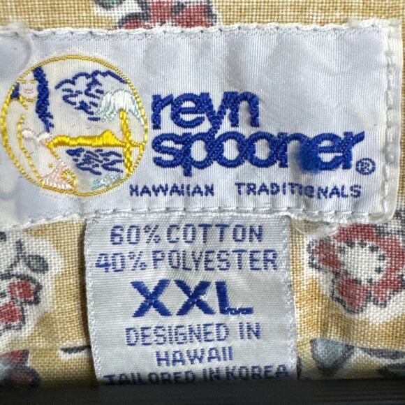 Vintage Reyn Spooner Hawaiian Shirt Floral Reverse Weave Pullover Size XXL - Picture 7 of 8